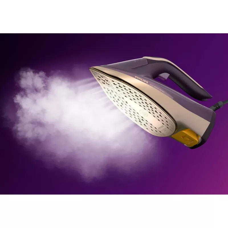 Philips DST8040/30 Azur 8000 Series Dampfbügeleisen, 3000 W, 0,35 L Tank, SteamGlide Elite Bügelsohle, Vertikaldampf, 80 g/min, 260 g/min Dampfstoß, Dunkelviolett