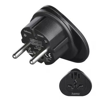 Hama 00223454 Netzstecker-Adapter Typ E/F Hybrid Universal Schwarz