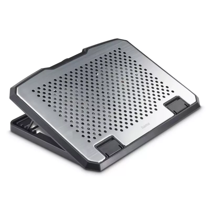 Hama 00126807 Laptop-Kühler aus Aluminium, neigbar, 2 Lüfter, bis 39,6 cm (15,6 Zoll), Schwarz