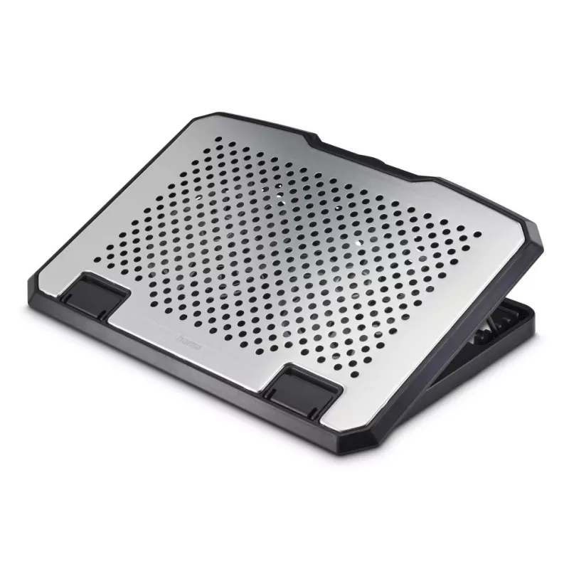 Hama 00126807 Laptop-Kühler aus Aluminium, neigbar, 2 Lüfter, bis 39,6 cm (15,6 Zoll), Schwarz