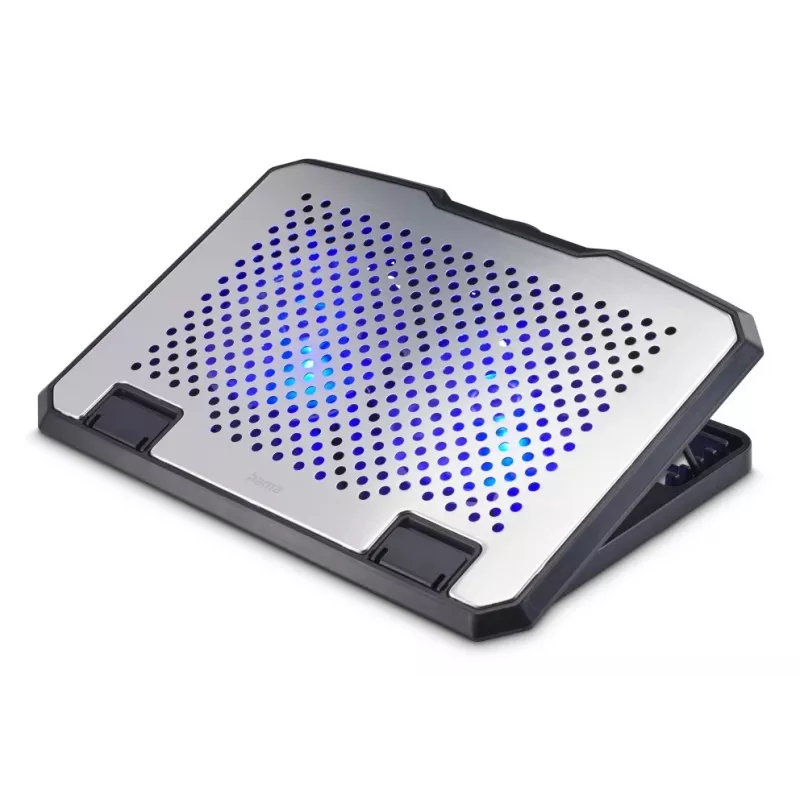 Hama 00126807 Laptop-Kühler aus Aluminium, neigbar, 2 Lüfter, bis 39,6 cm (15,6 Zoll), Schwarz