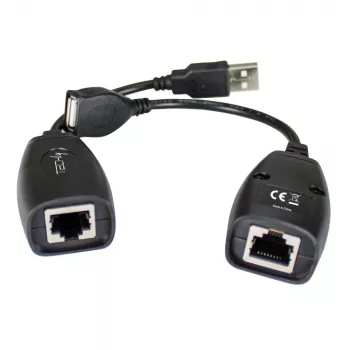 Techly IUSB-EXTENDTY5 USB-Extender über Cat.5e/6-Kabel bis 50 m, USB Typ-A auf RJ-45, USB 1.1, ohne Netzteil, schwarz