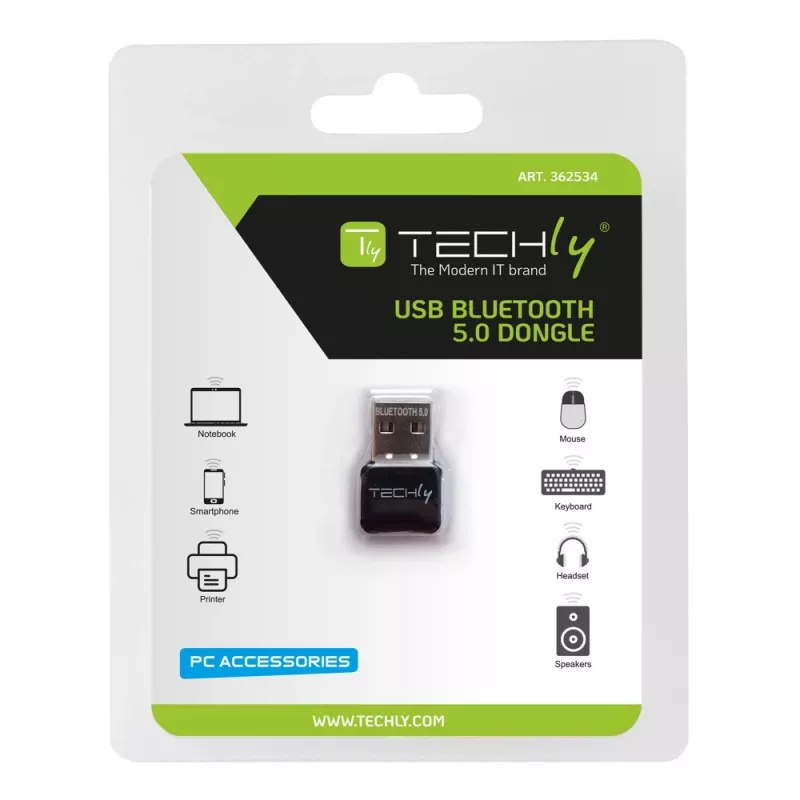 Techly IDATA USB-BLT5 USB Bluetooth 5.0 Adapter, Schwarz