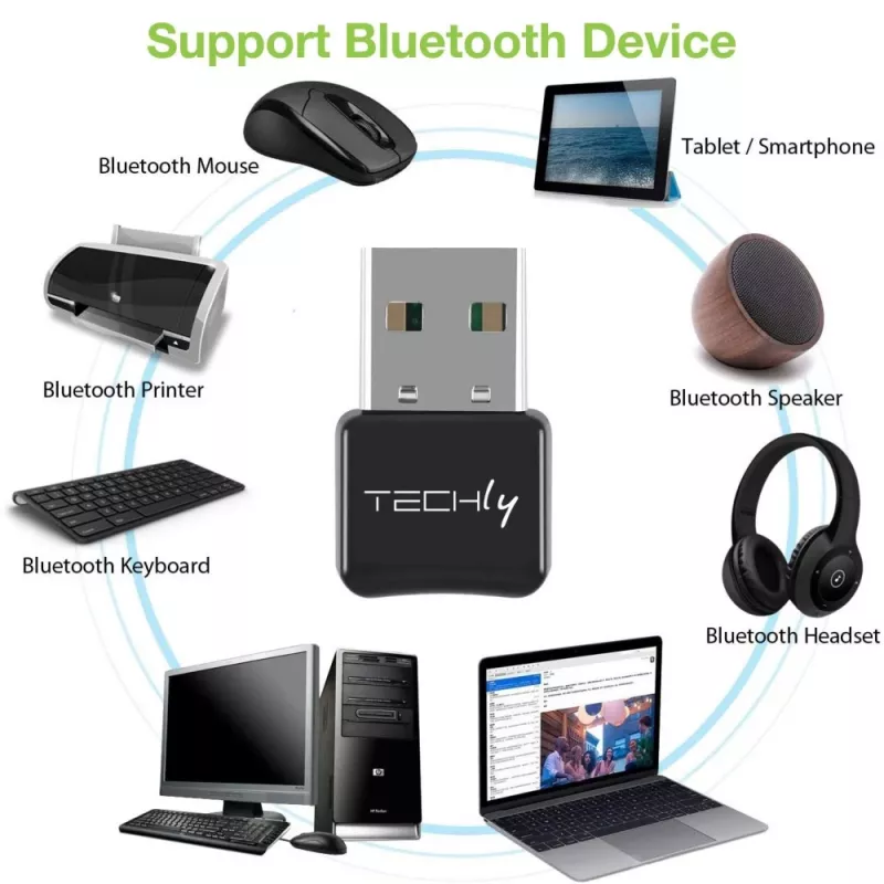 Techly IDATA USB-BLT5 USB Bluetooth 5.0 Adapter, Schwarz