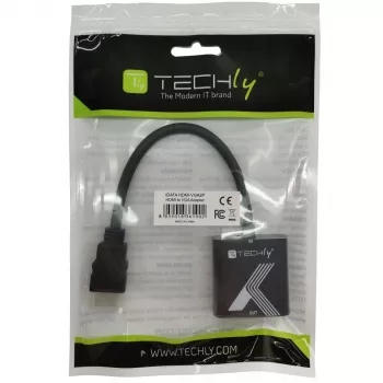 Techly Kabeladapter Konverter HDMI zu VGA Schwarz 0,1 m 1920x1200 60 Hz