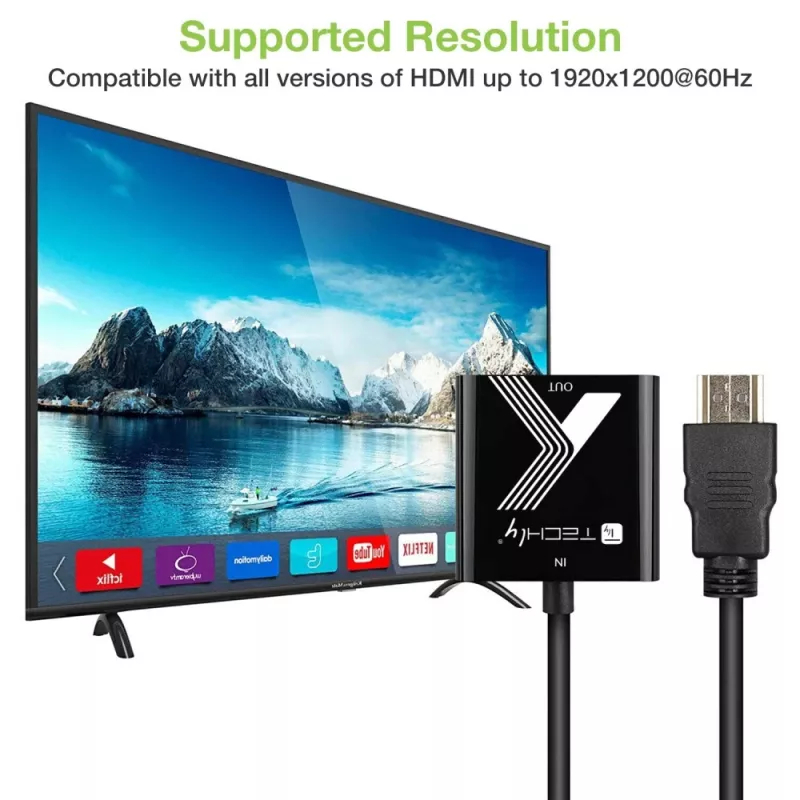 Techly Kabeladapter Konverter HDMI zu VGA Schwarz 0,1 m 1920x1200 60 Hz