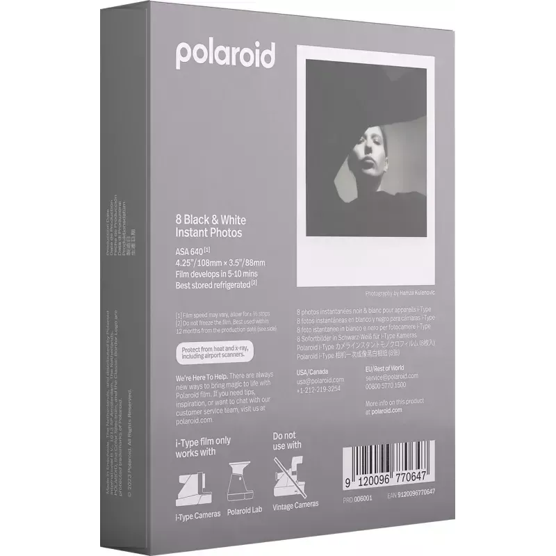 B&W Film For I-Type Polaroid 8 Stück