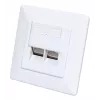 Intellinet 2-Port Cat6 10G geschirmte RJ45-Wanddose, Unterputzmontage mit Abdeckrahmen, STP, Signalweiß RAL9003
