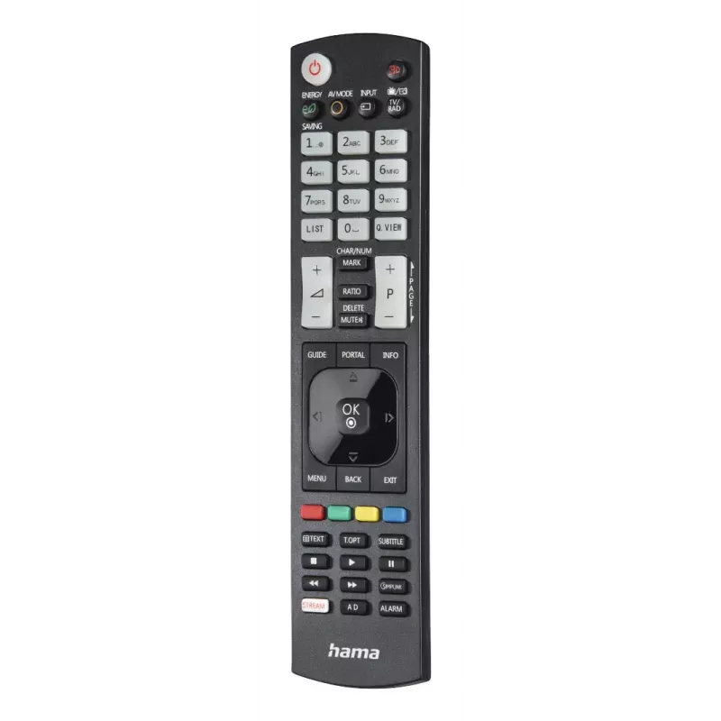 Hama 00221061 Universal-Fernbedienung für LG TVs, IR, lernfähig, leuchtende Tasten, Schwarz