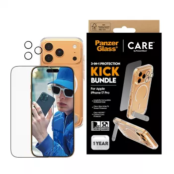 Schutzhülle PanzerGlass CARE Feature Kick 3w1 für iPhone 17 Pro mit Glas-Kameraabdeckung
