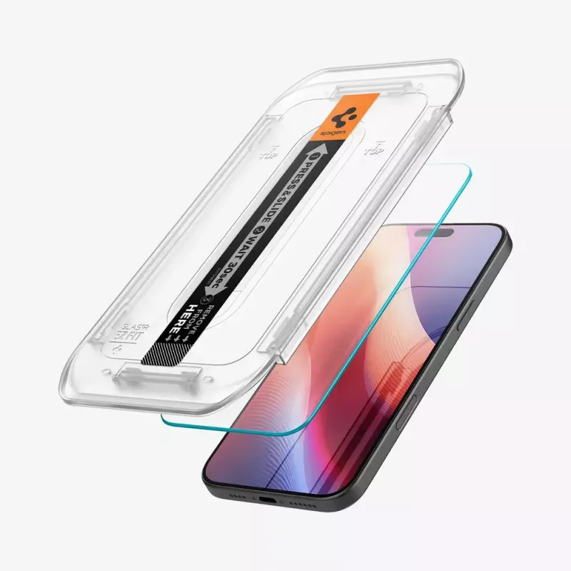 Spigen GLAS.tR EZ Fit Displayschutzfolie aus Glas für iPhone 16 Pro Max / 17 Pro Max, 2er-Pack, transparent
