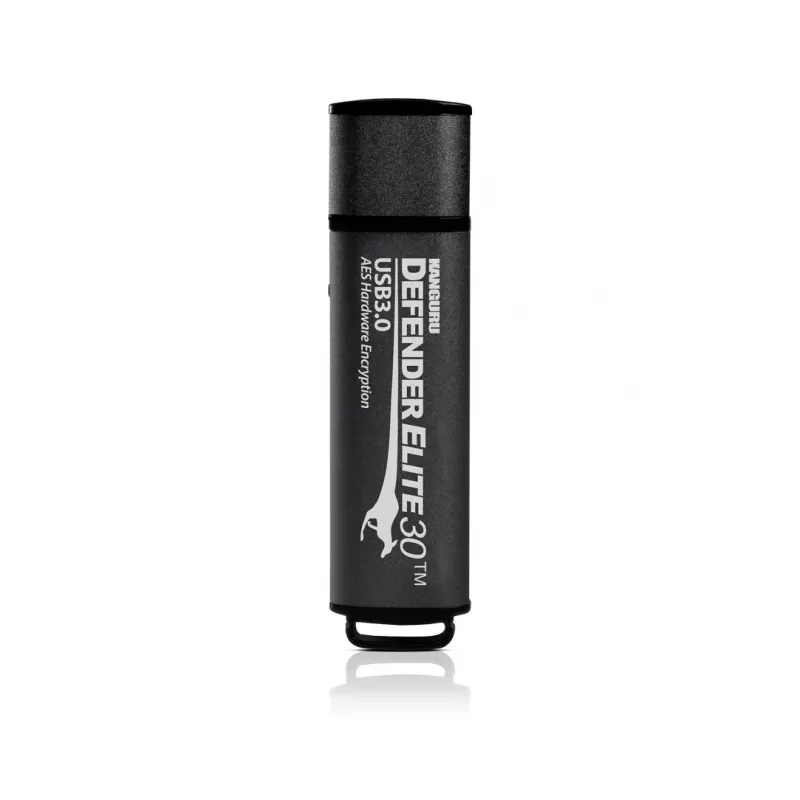 Kanguru Defender Elite30 KDFE30-64G verschlüsselter USB-Stick, 64 GB, USB 3.2 Gen 1 (USB 3.0), 140 MB/s, FIPS 197, Schwarz