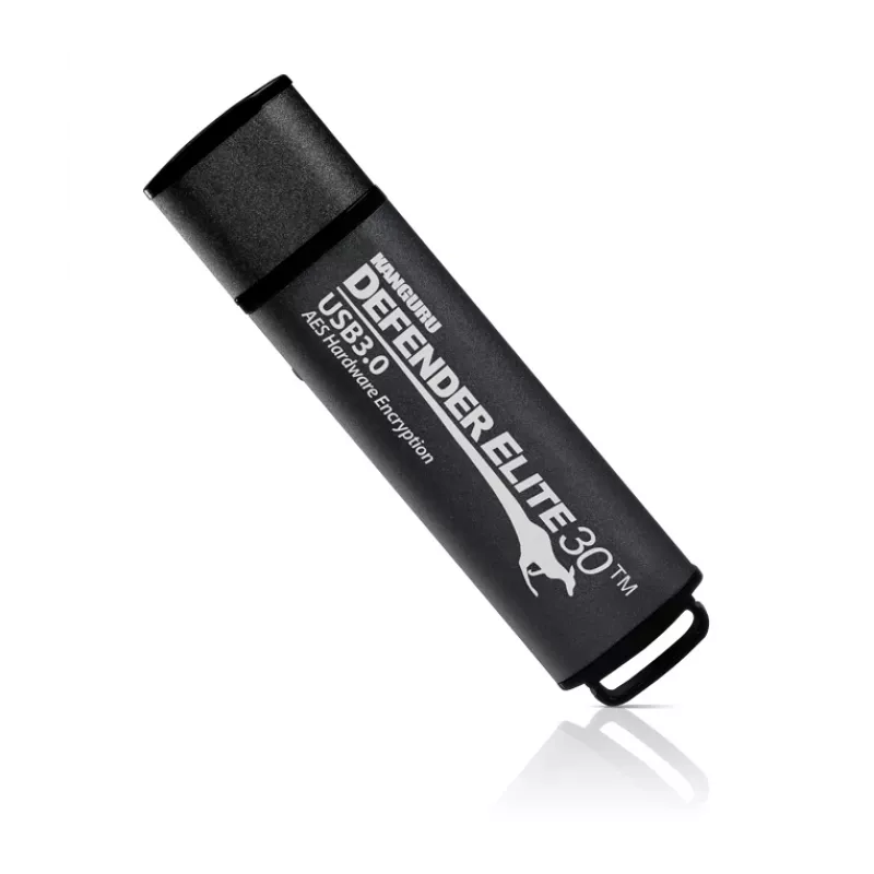 Kanguru Defender Elite30 KDFE30-64G verschlüsselter USB-Stick, 64 GB, USB 3.2 Gen 1 (USB 3.0), 140 MB/s, FIPS 197, Schwarz