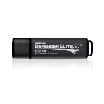 Kanguru Defender Elite30™ USB 3.0 128GB | Sicherer USB-Stick | FIPS 197 zertifiziert, 256-Bit AES Hardwareverschlüsselung (XTS-Modus) | TAA-konform |