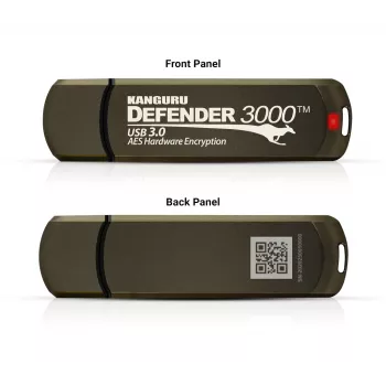 Kanguru Defender 3000™ SuperSpeed USB 3.0 32 GB | Sicherer Flash-Laufwerk | FIPS 140-3 Level 3 ausstehend, FIPS 140-2 Level 3 zertifiziert | AES-XTS 256-Bit Hardware-Verschlüsselung | TAA-konform |