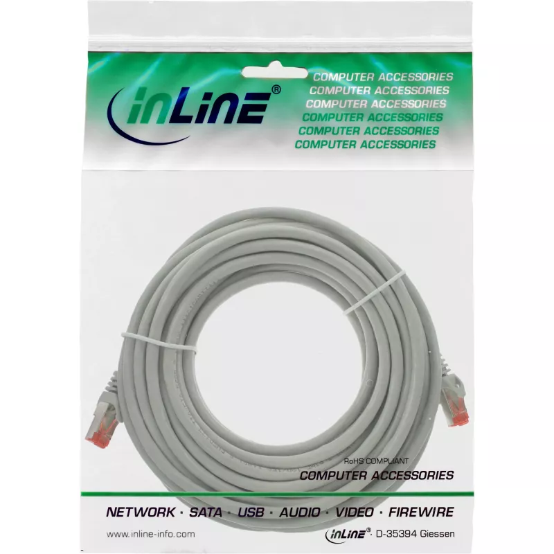 InLine Patchkabel S/FTP PiMF Cat.6 250MHz PVC Kupfer grau 15m
