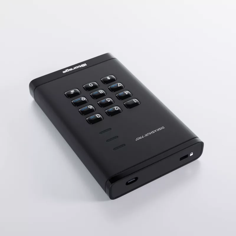 iStorage diskAshur PRO3 IS-DAP3-256-SSD-4000-F verschlüsselte portable SSD 4 TB, USB 3.2 Gen 1 USB-C, AES-XTS 256-Bit, FIPS 197, TAA-konform