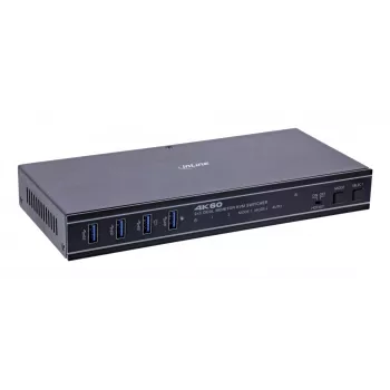 InLine 57885G KVM-Switch, 2-fach, HDMI & DP, Dual-Monitor, 4K60Hz, USB-Hub, schwarz