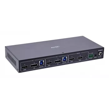 InLine 57885G KVM-Switch, 2-fach, HDMI & DP, Dual-Monitor, 4K60Hz, USB-Hub, schwarz