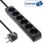 InLine Steckdosenleiste, 6-fach Schutzkontakt CEE 7/3, schwarz, 5 m