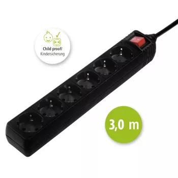 Hama 137265 Steckdosenleiste 3 m 6 AC-Ausgänge Innenbereich Schwarz