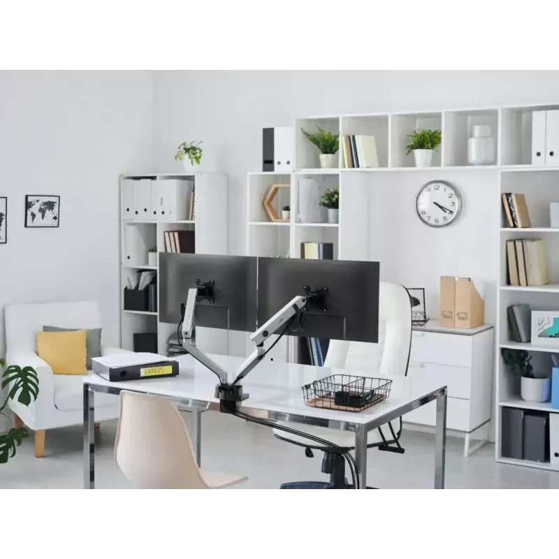 Durable SELECT PLUS Monitorhalterung 509723 mit Arm für 2 Monitore, Tischhalterung