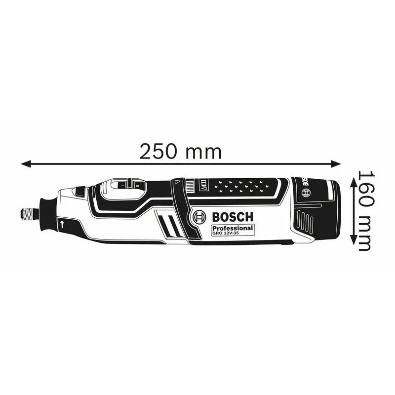 Bosch GRO 10.8 V-LI Professional Akku-Drehwerkzeug, 3,2 mm Spannzange, 2 Akkus