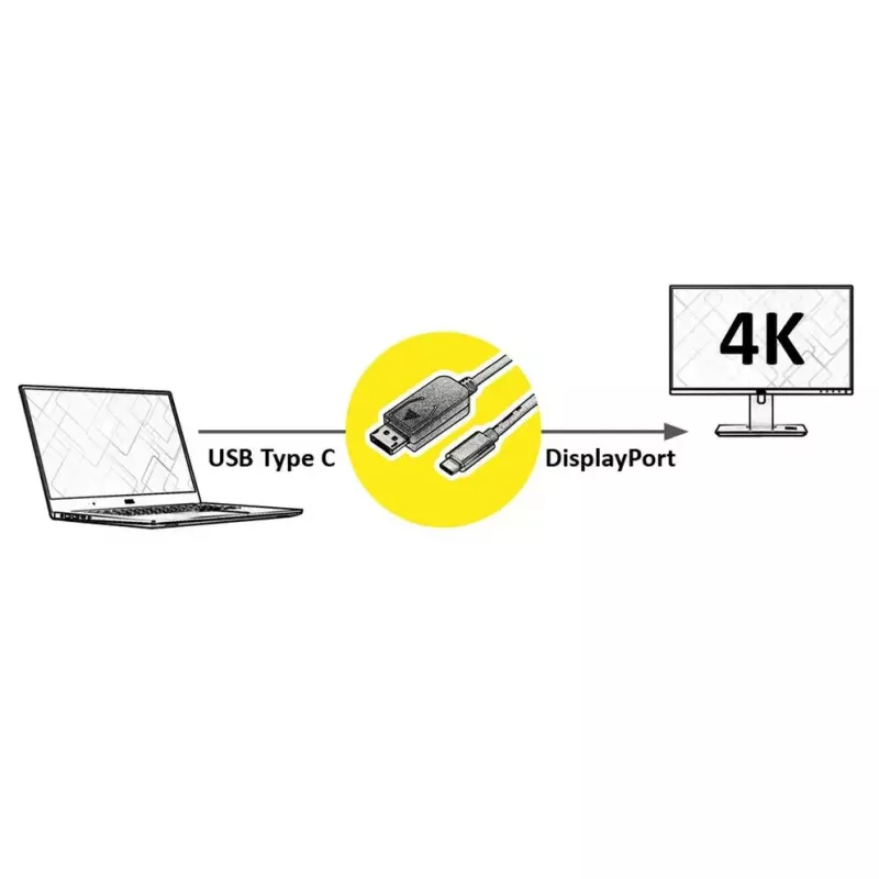 Video-Kabeladapter VALUE 11.99.5846 2m DisplayPort USB Type-C Schwarz