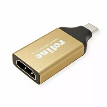 ROLINE 12.03.3231 USB-C-auf-HDMI-Adapter, Schwarz/Gold