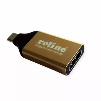 ROLINE 12.03.3231 USB-C-auf-HDMI-Adapter, Schwarz/Gold