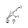 ROLINE 17.03.1158 Dual-Monitorarm, Tischklemmmontage, Gasfeder, 5 Gelenke, 17–32 Zoll, bis 2x 9 kg, silberfarben