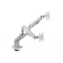 ROLINE 17.03.1158 Dual-Monitorarm, Tischklemmmontage, Gasfeder, 5 Gelenke, 17–32 Zoll, bis 2x 9 kg, silberfarben