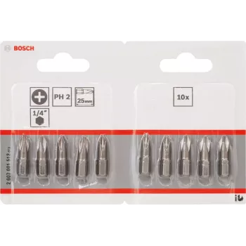 Schrauberbit Bosch 2607001512 extra hart 10 Stück PH 2 25 mm