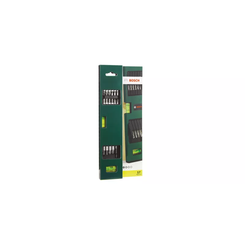Bosch 2607017070 Schraubendreher-Bit-Set mit Wasserwaage, 17 Stk.