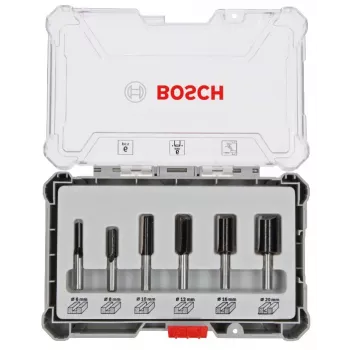 Bosch Fräsersatz (Nutfräser), 6 Stück, 6 mm Schaft, 2607017465