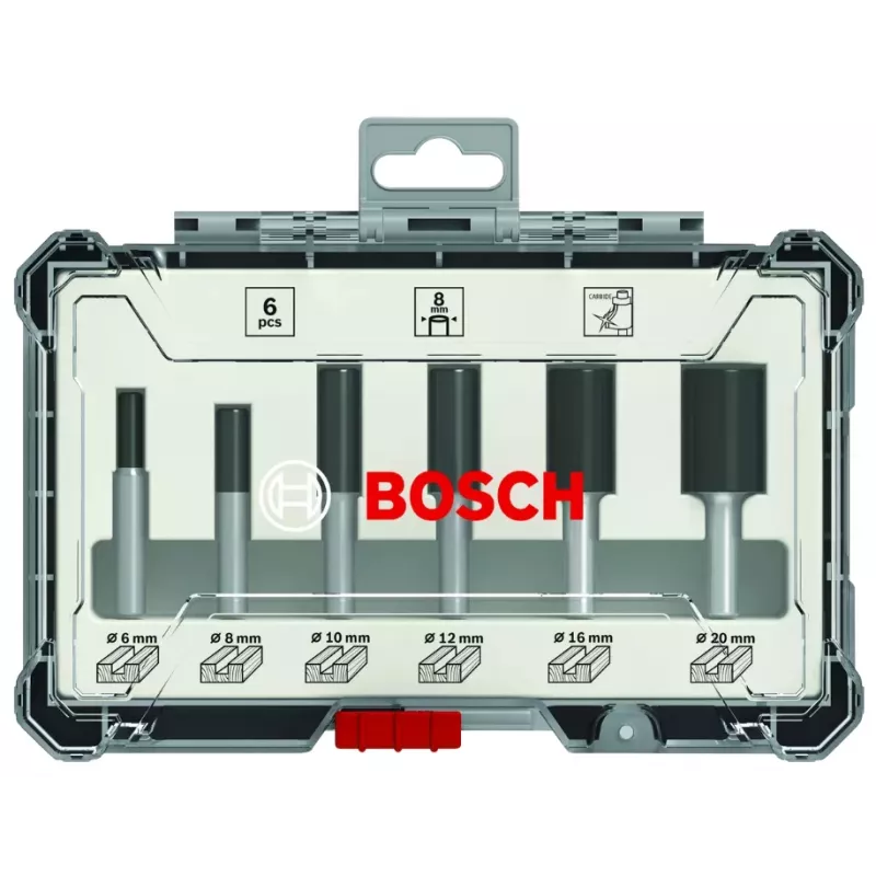 Bosch Fräsersatz (Nutfräser), 6 Stück, 6 mm Schaft, 2607017465
