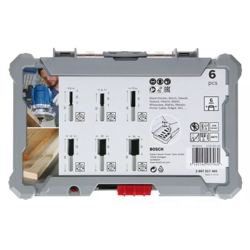 Bosch Fräsersatz (Nutfräser), 6 Stück, 6 mm Schaft, 2607017465