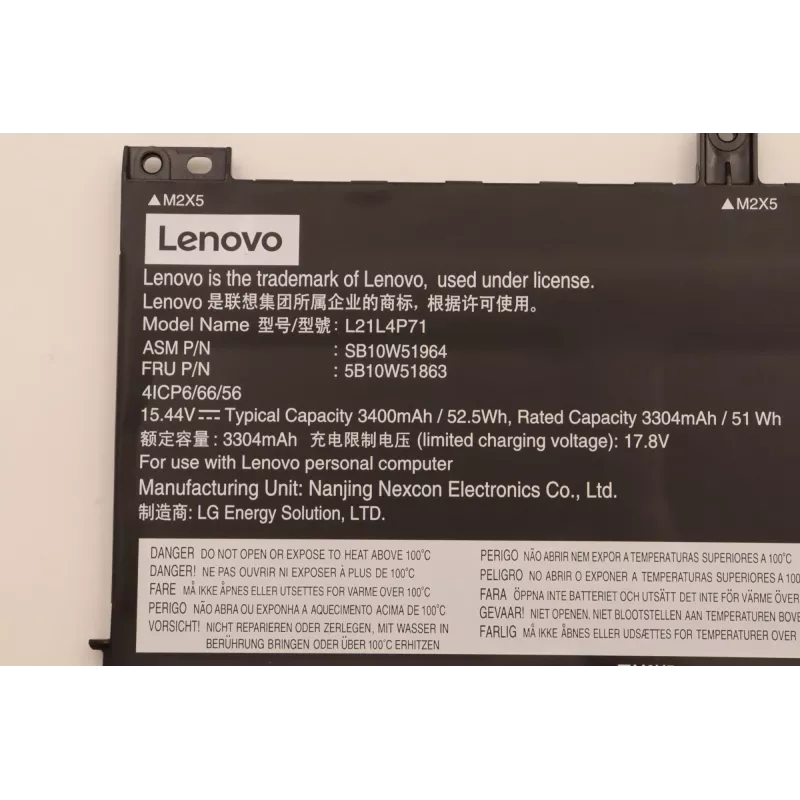 Lenovo 5B10W51863 interner Laptop-Akku, 4 Zellen, 52,5 Wh, Li-Ion