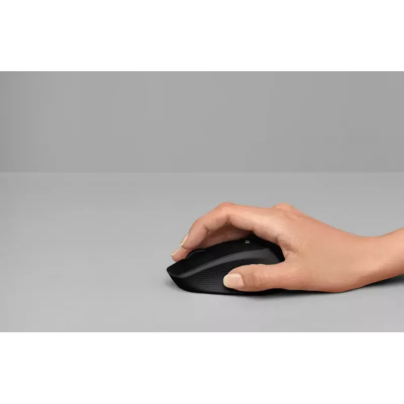 Logitech M330 SILENT PLUS — Funkmaus, rechtshändig, 1000 DPI, 3 Tasten, Scrollrad, schwarz, batteriebetrieben