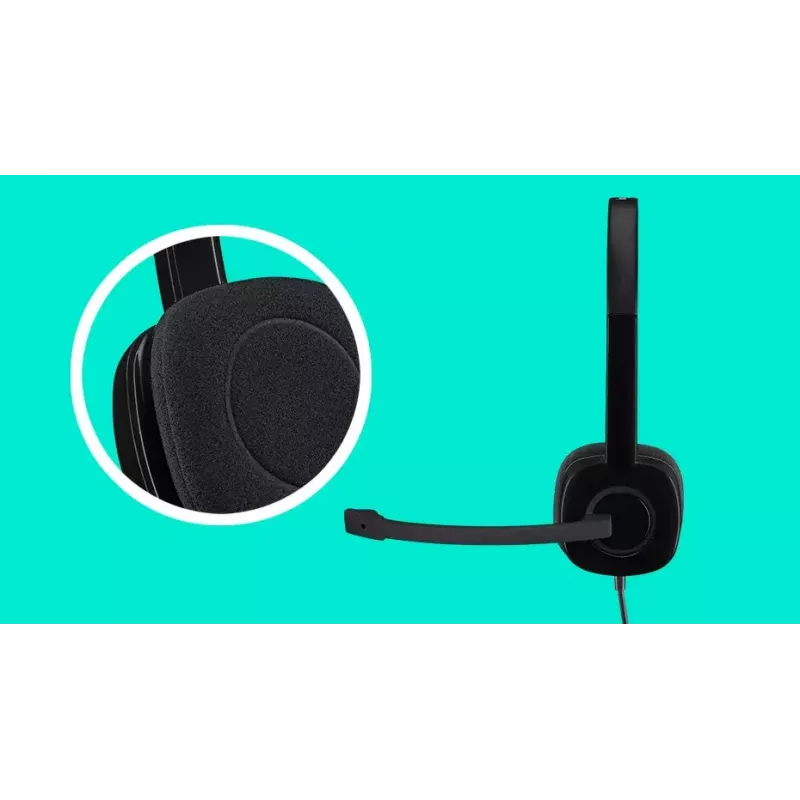 Logitech H151 Stereo-Headset mit geräuschunterdrückendem Mikrofon, kabelgebunden, schwarz