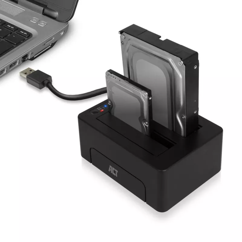 ACT AC1504 Dual-HDD-Docking-Station, USB 3.2 Gen 1, Schwarz
