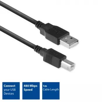ACT USB 2.0 Verbindungskabel A-Stecker – B-Stecker 1 Meter Schwarz