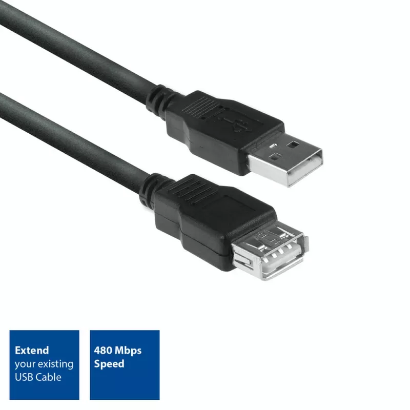 ACT USB 2.0 Verlängerungskabel A Stecker - A Buchse 1,8 Meter, Zip-Beutel