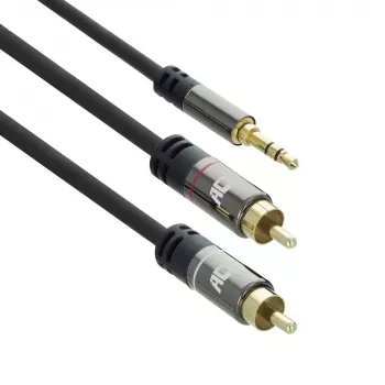 ACT 5 Meter hochwertiges Audioverbindungskabel 1x 3,5 mm Klinkenstecker – 2x Cinch-Stecker