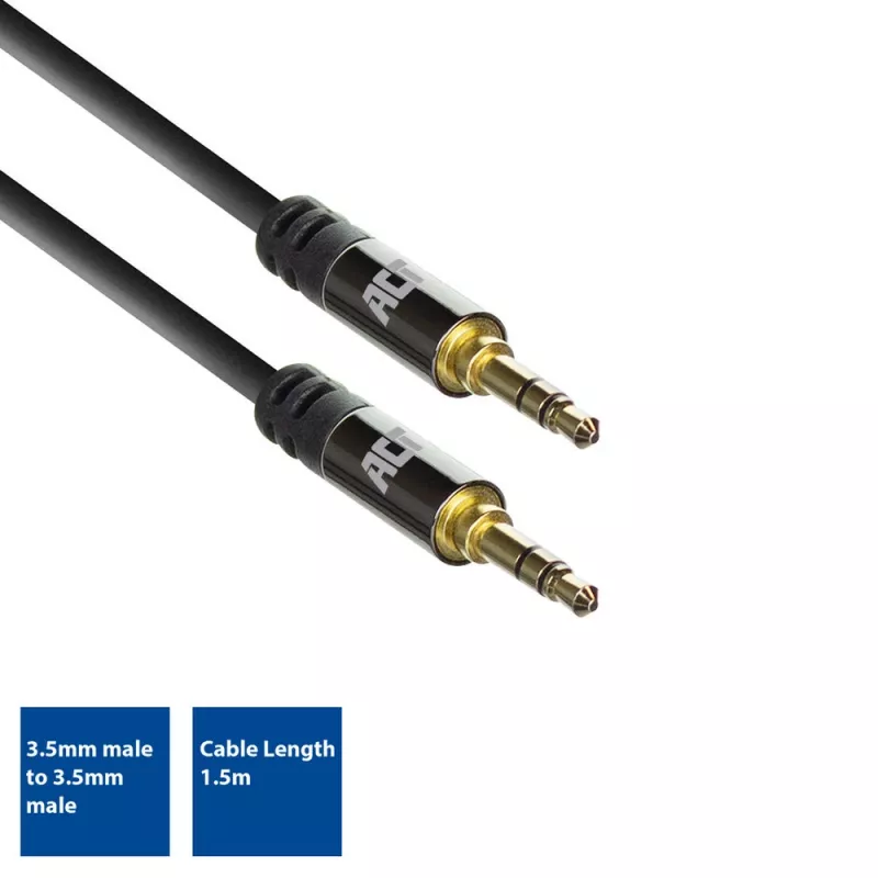 ACT 1,5 m hochwertiges Stereo-Audioverbindungskabel 3,5-mm-Klinke Stecker – Stecker