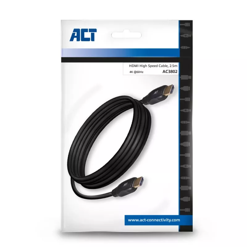 ACT 2,5 m HDMI 4K High Speed Kabel v2.0 HDMI-A Stecker - HDMI-A Stecker