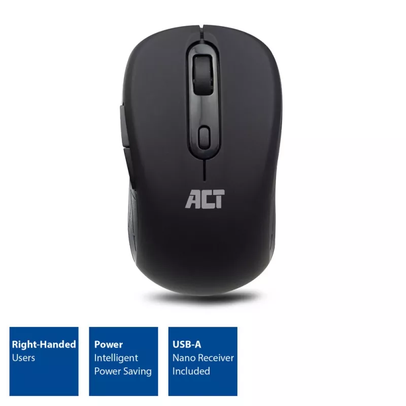 ACT AC5125 kabellose Maus, beidhändig, 1600 DPI, Schwarz