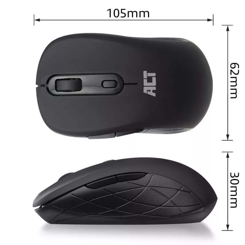 ACT AC5125 kabellose Maus, beidhändig, 1600 DPI, Schwarz
