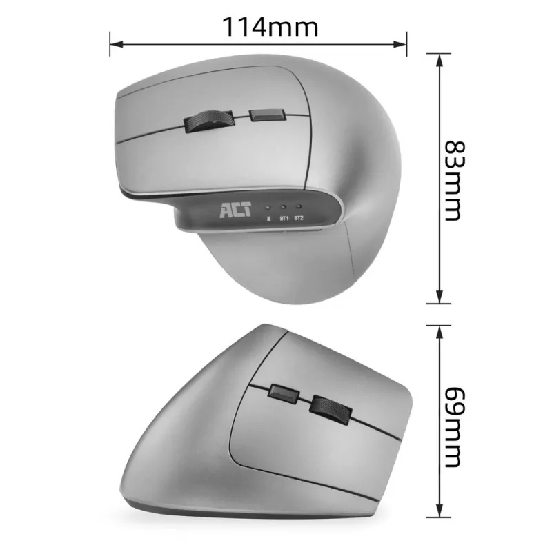 ACT Kabellose ergonomische Maus mit Bluetooth und USB-C/USB-A