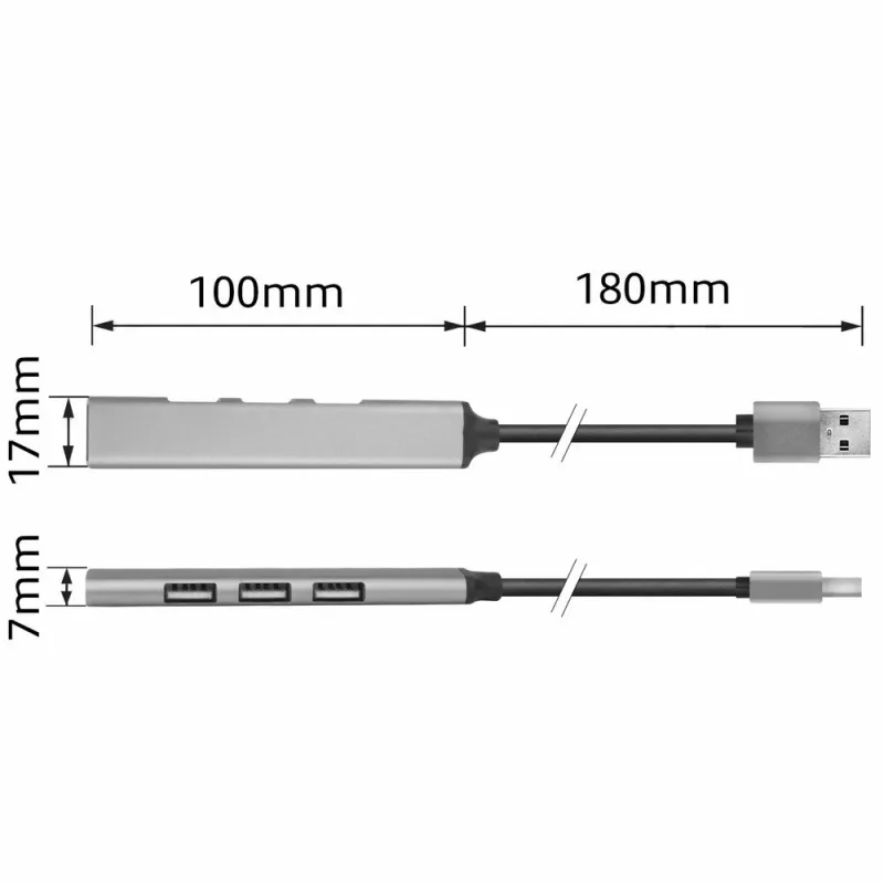 ACT AC6225 USB 2.0 Hub 480 Mbit/s Grau Aluminium